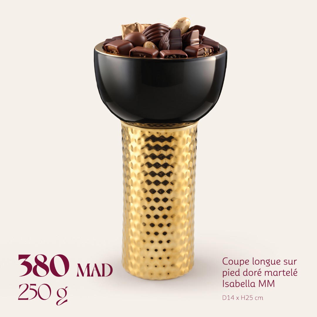 Coupe longue sur pied doré martelé Isabella